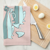 Neugierige Katzen Retro Mitte Jahrhundert 2023 Kal Geschirrtuch (Viertel Falte)