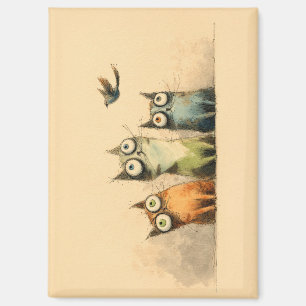 Neugierige Katzen – Whimsical Cat Art Magnet