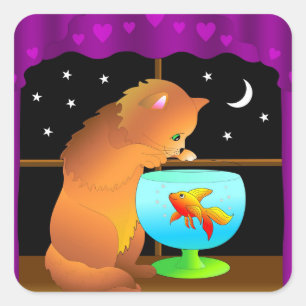 Neugierige Katzenaufkleber Quadratischer Aufkleber