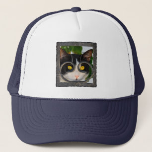 Neugierige Katzenaugen mit Spektakeln Funny Foto Truckerkappe