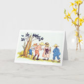 Neugierige Kinder, Grußkarte Karte (Gelbe Blume)