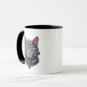 Neugierige Kitty in einem Cyber-Helm Tasse (Vorderseite Links)