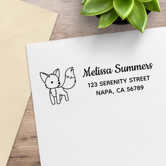 Neugierige kleine Fuchs-Adresse Gummistempel