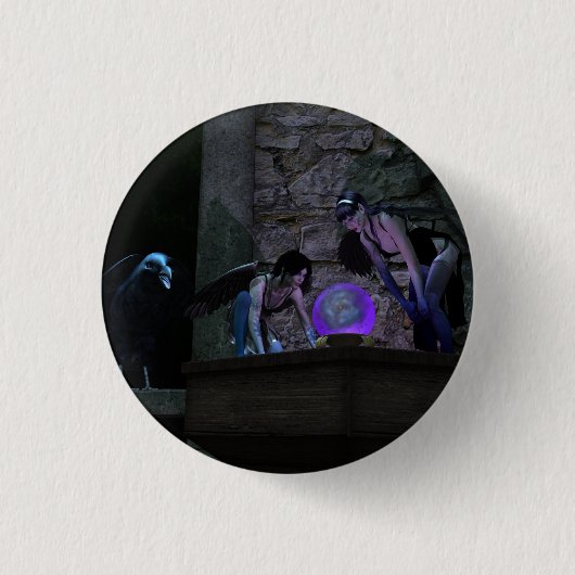 Neugierige Krähenfeen Button (Vorderseite)