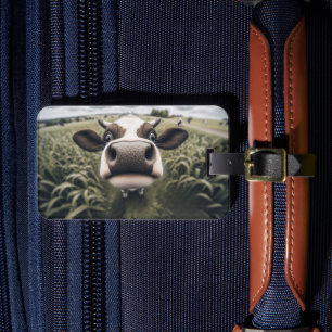 Neugierige Kuh auf dem Feld Individuelles Gepäckan Gepäckanhänger