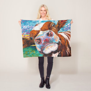 Neugierige Kuh-Decke Fleecedecke