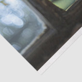 Neugierige Kuh durch eine Fensterdekoupage Seidenpapier (Ausschnitt)