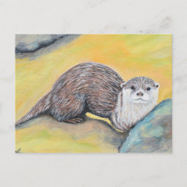 Neugierige Otter-Malerei Postkarte