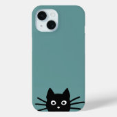 Neugierige Peeking Black Cat | Funny Feline Case-Mate iPhone Hülle (Rückseite)