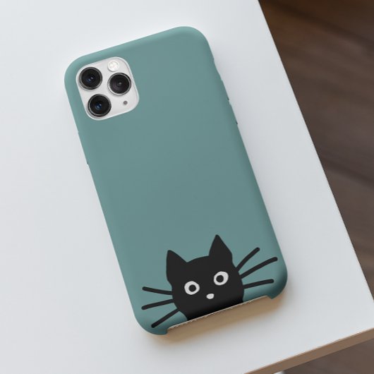 Neugierige Peeking Black Kitty Cat | Funny Feline Case-Mate iPhone Hülle