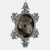 Neugierige Ratte Schneeflocken Zinn-Ornament (Links)