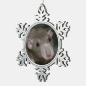 Neugierige Ratte Schneeflocken Zinn-Ornament (Rechts)