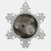 Neugierige Ratte Schneeflocken Zinn-Ornament (Vorderseite)