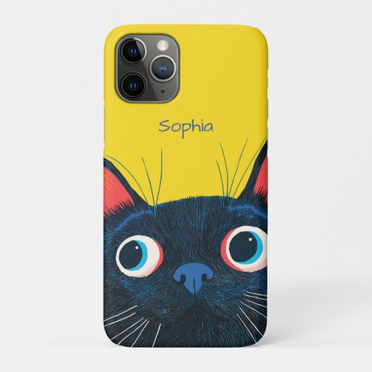 Neugierige schwarze Katze Case-Mate iPhone Hülle (Rückseite)