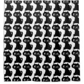 Neugierige Schwarze Katze Duschvorhang (Vorderseite)