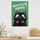 Neugierige Schwarze Katze Poster (Küche)