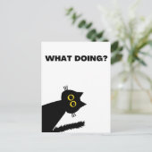Neugierige schwarze Katze-Postkarte Postkarte (Stehend Vorderseite)