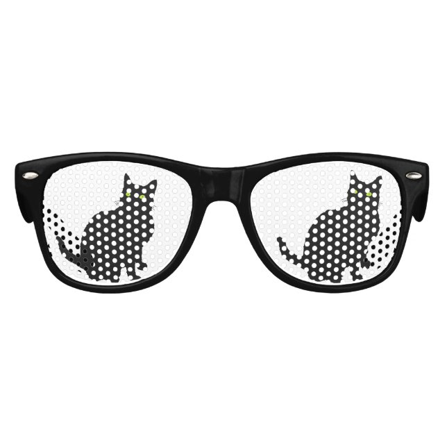 Neugierige Schwarze Katze Sonnenbrille (Vorderseite)