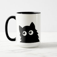 Neugierige schwarze Katze Süßes minimalistisches K