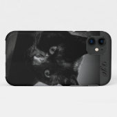 Neugierige schwarze Katze und Monogramm Case-Mate iPhone Hülle (Rückseite (Horizontal))