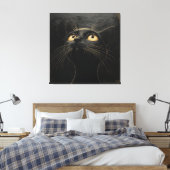 Neugierige Schwarze Katze - Whimsical Leinwanddruck (Insitu (Schlafzimmer))