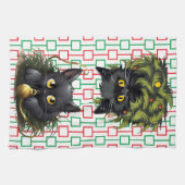 Neugierige Schwarze Katzen spielen mit Dekoratione Geschirrtuch (Horizontal)