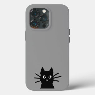 Neugierige schwarze Kitty-Katze, die hereinschaut iPhone 13 Pro Hülle