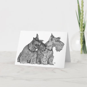 Neugierige Scottish Terrier Feder & Tinte Skizze Karte
