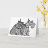 Neugierige Scottish Terriers Pen & Ink Sketch Karte (Gelbe Blume)