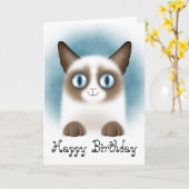 Neugierige Siamese Kitten Happy Birthday Karte (Gelbe Blume)