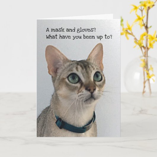 Neugierige Sozialkatze Karte (Gelbe Blume)