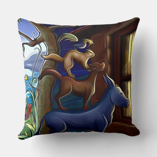 Neugierige Tiere Kissen (Rückseite)