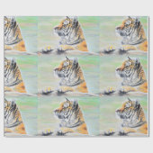 Neugierige Tigermalerei Geschenkpapier (Flach)