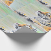 Neugierige Tigermalerei Geschenkpapier (Ecke)