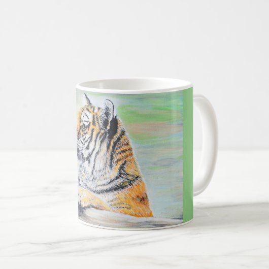 Neugierige Tigermalerei Kaffeetasse (VorderseiteRechts)