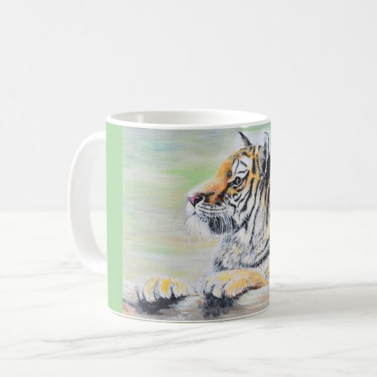 Neugierige Tigermalerei Kaffeetasse (Vorderseite Links)