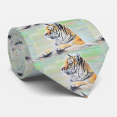 Neugierige Tigermalerei Krawatte (Gerollt)