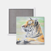 Neugierige Tigermalerei Magnet (Vorderseite/Rückseite)