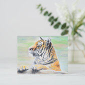 Neugierige Tigermalerei Postkarte (Stehend Vorderseite)