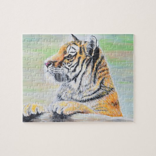 Neugierige Tigermalerei Puzzle (Horizontal)