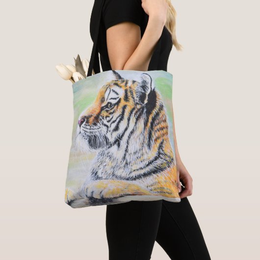 Neugierige Tigermalerei Tasche (Von Nahem)