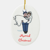 Neugierige Weihnachten gemeinsam Braut und Groom Keramik Ornament (Vorne)