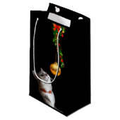 Neugierige Weihnachtskätzchen Kleine Geschenktüte (Vorderseite Schrägansicht)