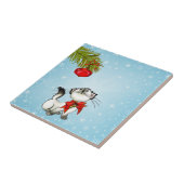 Neugierige Weihnachtsküche mit einem roten Bow Fliese (Seite)