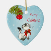 Neugierige Weihnachtsküche mit einem roten Bow Keramikornament (Rechts)