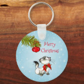 Neugierige Weihnachtsküche mit einem roten Bow Schlüsselanhänger (Vorderseite)