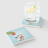 Neugierige Weihnachtsküche mit einem roten Bow Steinuntersetzer (Seitenansicht)