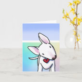 Neugierige White Bull Terrier Card Karte (Gelbe Blume)