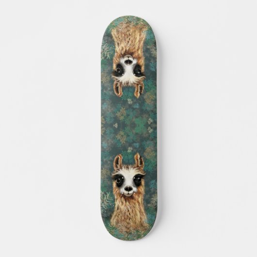 Neugieriger Baby Llama - Niedlich - Lächeln Skateboard (Vorne)
