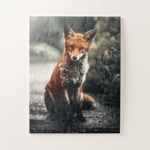 Neugieriger Big Red and White Fox in der Natur Puzzle